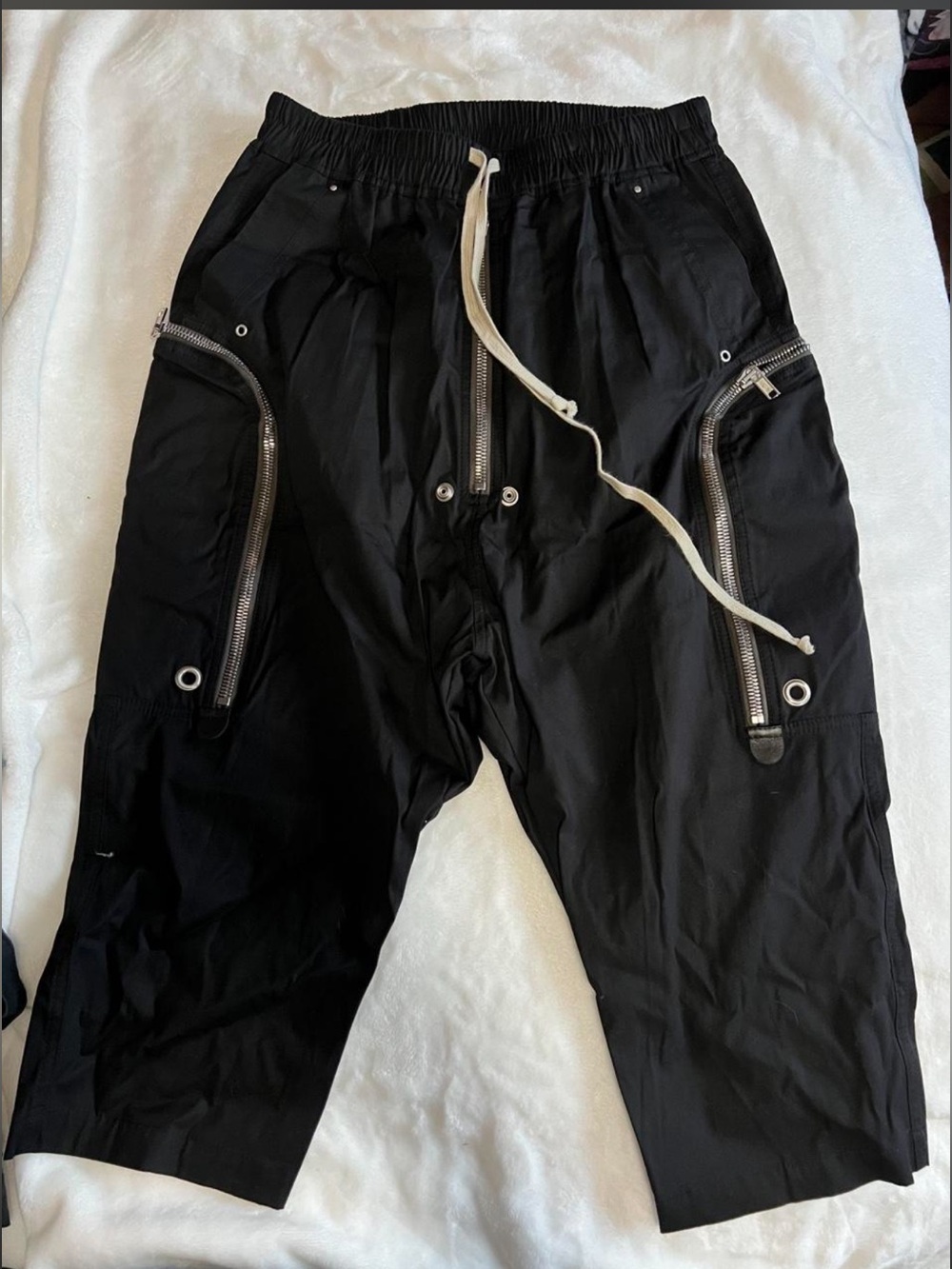 Rick Owens Black Cargo Pants with Exposed Zippers - Picture 1 of 7